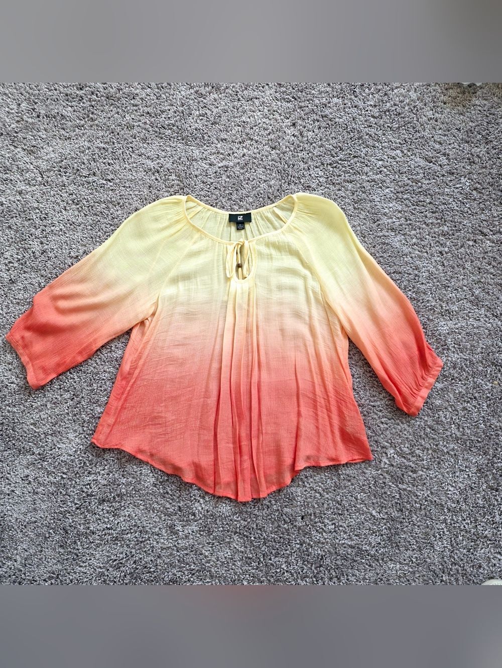 Vintage Y2K Iz Byer Yellow Orange Tie dye Bohemian style blouse -  sz medium